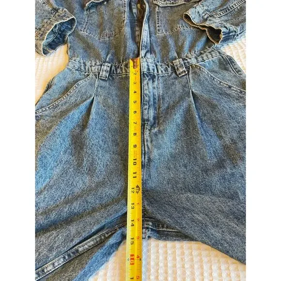 Free People We The Free Western Denim Zip Up Long Sleeve Straight Leg Jumpsuit M - Picture 11 of 15